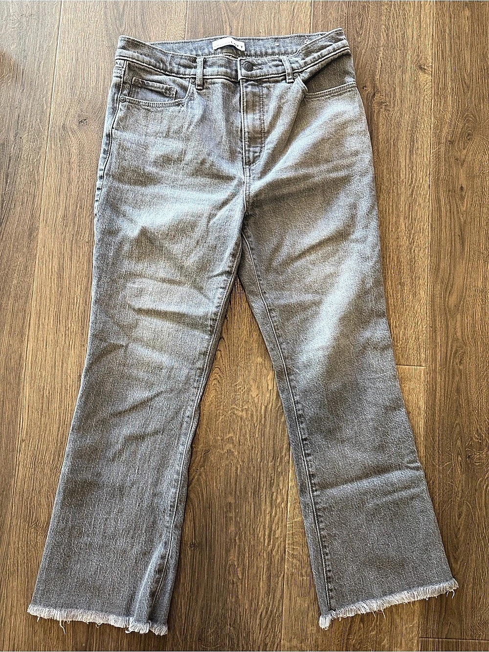 LOFT The Kick Crop Jean Gray Flare Jeans Waist 28